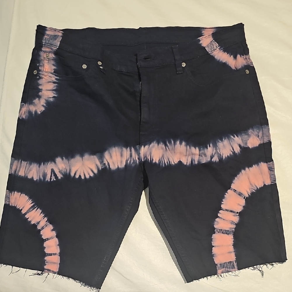 Levi's Pink and Black Tie-Dye Jean Shorts